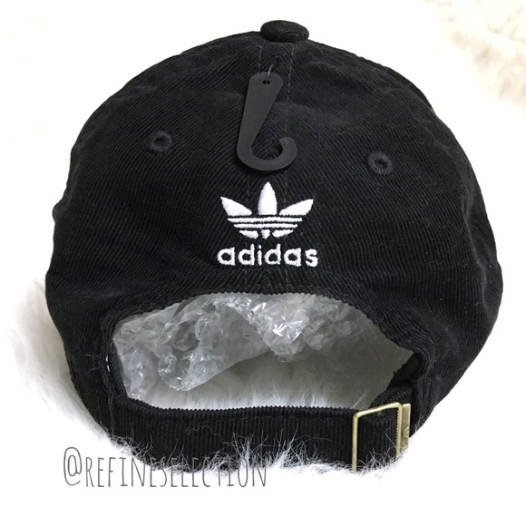 Adidas Black Corduroy Relaxed Strapback Hat Cap - Picture 7 of 8